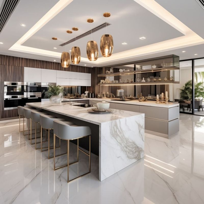 Modern Simple Design Kitchen Furniture with Customized Veneer Color Custom Selection