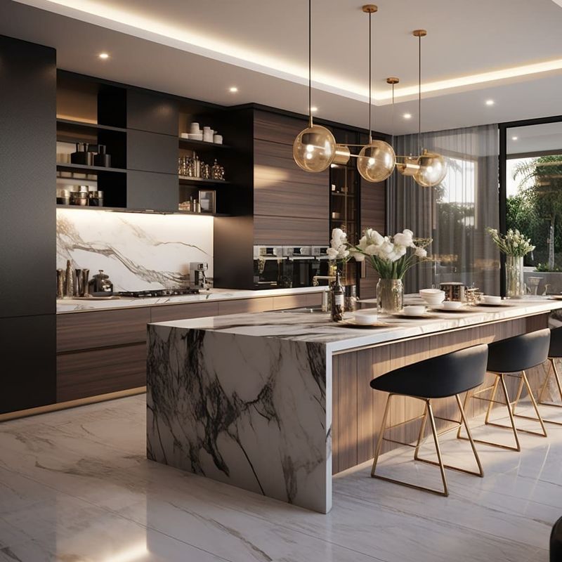 Modern Simple Design Kitchen Furniture with Customized Veneer Color Custom Selection