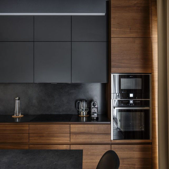 Customized Veneer Color Modular Furniture Cupboard for Villa/Apartment Modern Kitchen