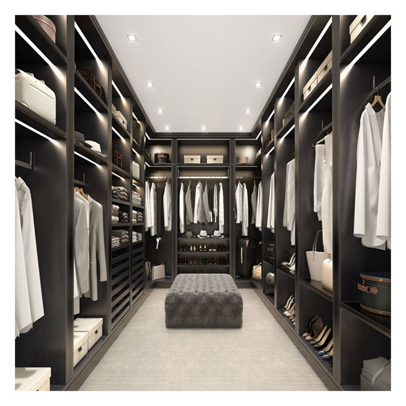 End Black Lacquer Finish Customized Modern Minimalist Design Closets for Bedroom