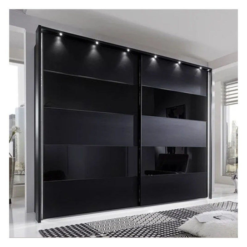 End Black Lacquer Finish Customized Modern Minimalist Design Closets for Bedroom