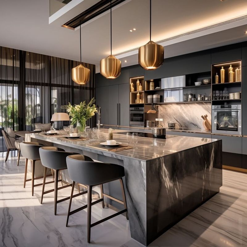 Modular Kitchen Cabinets Matte Grey Custom Design Kitchen Furniture with HDF Door Material