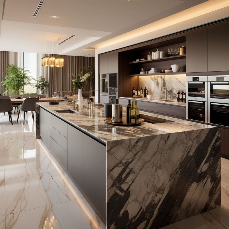 Modular Kitchen Cabinets Matte Grey Custom Design Kitchen Furniture with HDF Door Material