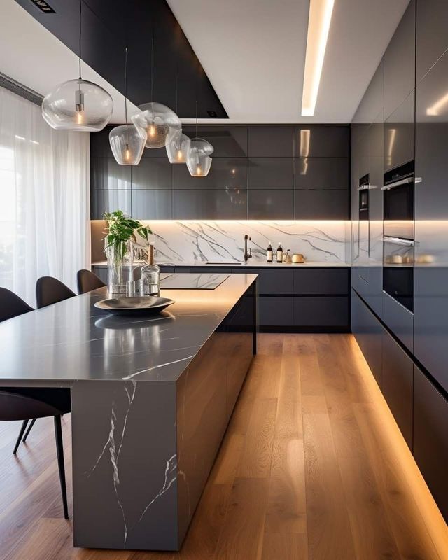 Modular Kitchen Cabinets Matte Grey Custom Design Kitchen Furniture with HDF Door Material