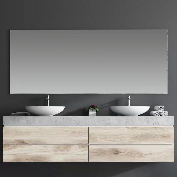 Slim Bathroom Storage Floor Cabinet with Handle-Free Design and Countertop Included