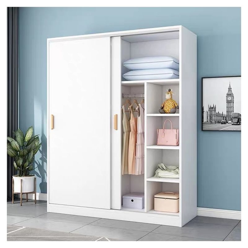 Modern Extendable PANEL Wood Style Sliding Door Closet Storage Wardrobe for Bedroom