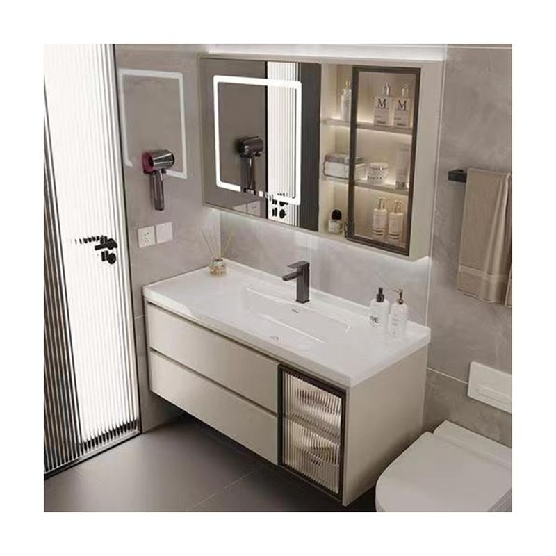 Modern Wooden LED Lighted Bathroom Cabinet with Mirror in Customized Color and Width 38-46