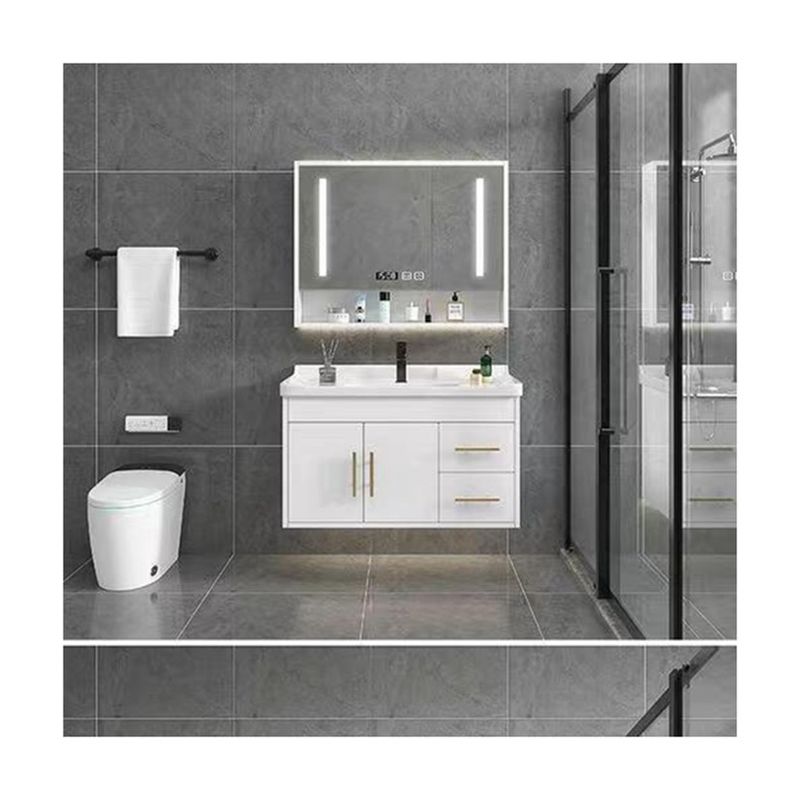 Customized Color Mediterranean Style Modular Slate Countertop Bathroom Vanity Cabinets