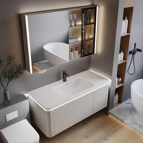 Transform Your Bathroom with Floating Vanity Cabinets and LED Touch Illuminate Mirror
