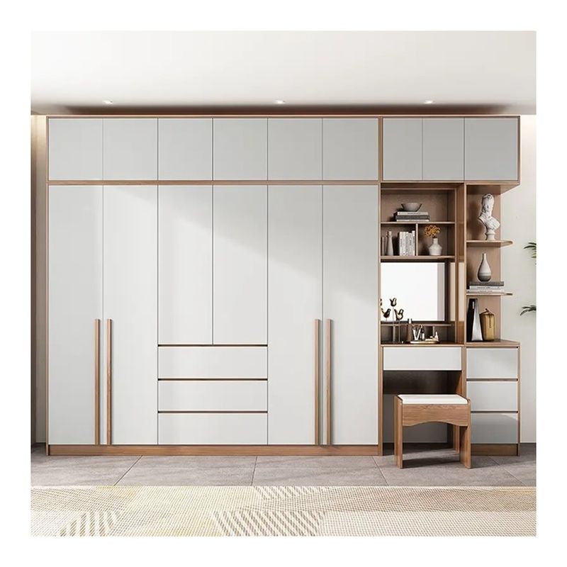 Modern Wooden Dressing Table With Mirror for Bedroom Wall Cabinet and Clothes Wardrobe
