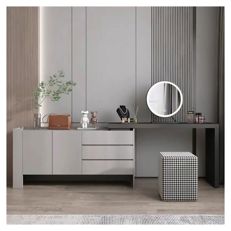 Modern Wooden Dressing Table With Mirror for Bedroom Wall Cabinet and Clothes Wardrobe