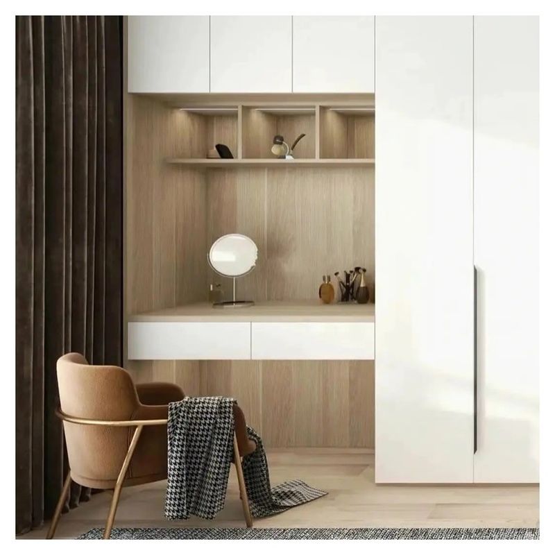 Modern Wooden Dressing Table With Mirror for Bedroom Wall Cabinet and Clothes Wardrobe