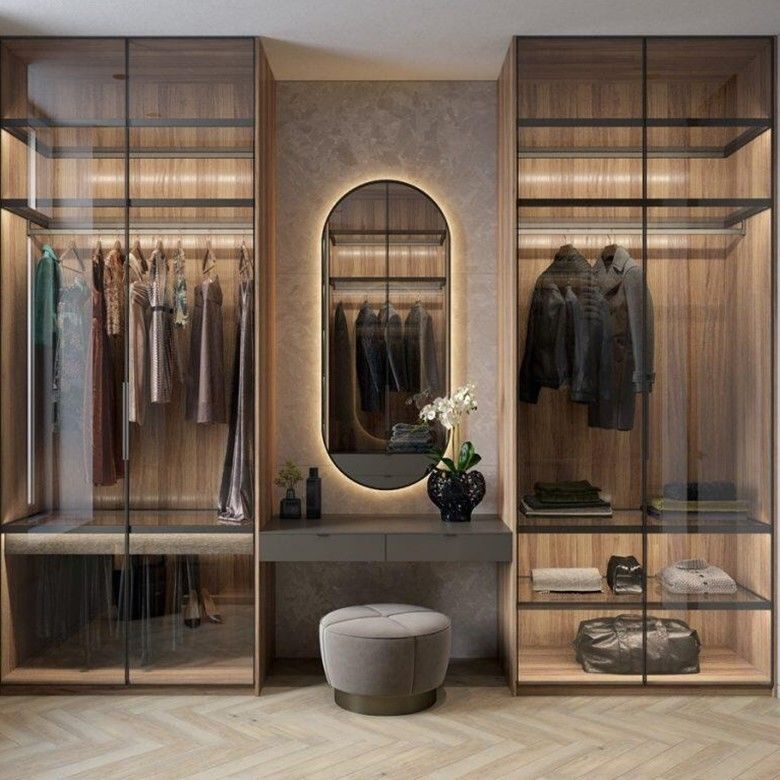 Modern Wooden Dressing Table With Mirror for Bedroom Wall Cabinet and Clothes Wardrobe