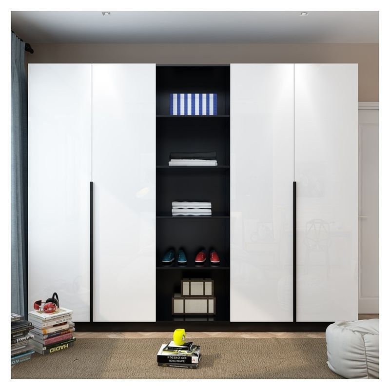 Villa Sliding Door White Wooden Wardrobe Customized Size for Modern Bedroom Furniture