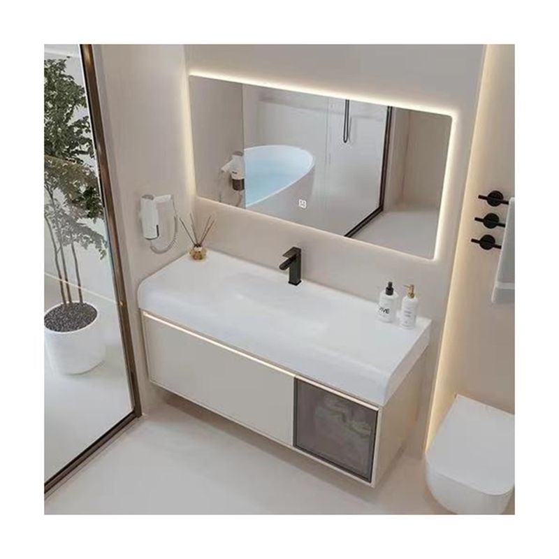 Wall Mounted Bathroom Vanity Cabinet with Pvc Door Panel and Waterproof Wash Basin