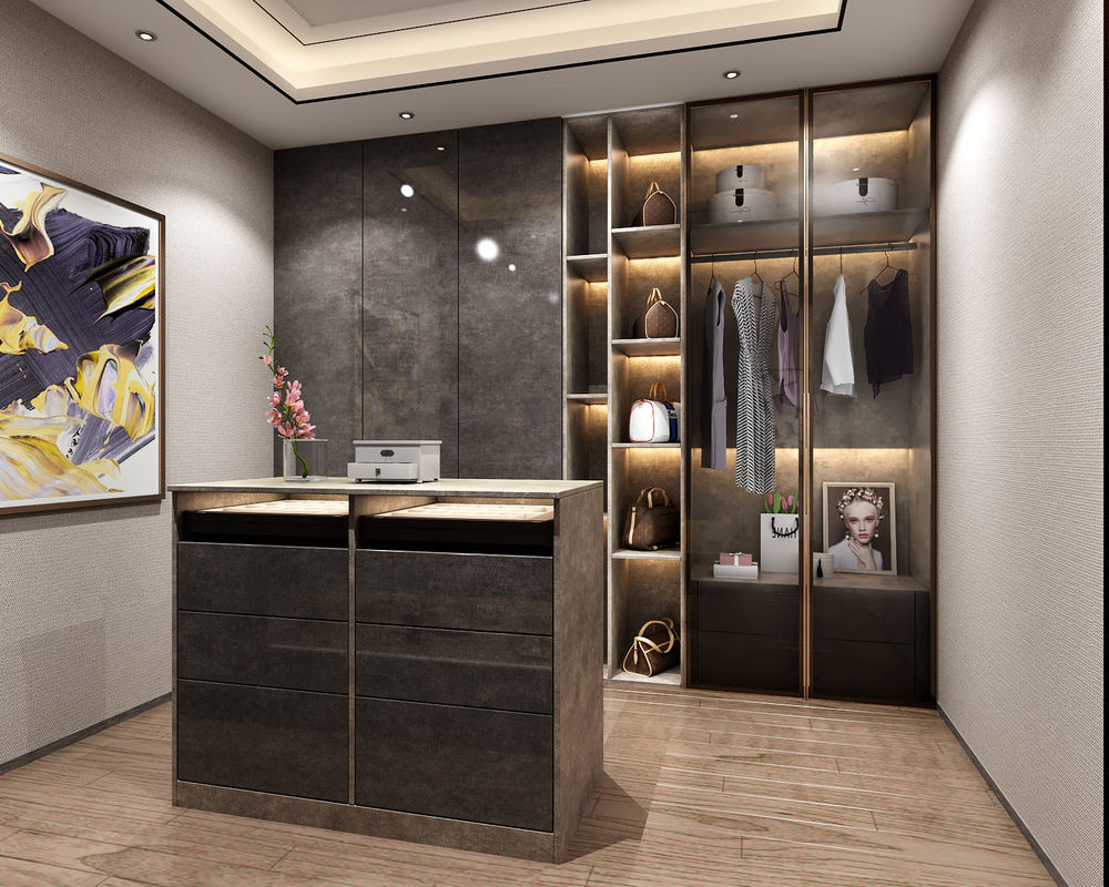 Portable Bedroom Furniture Closet Custom Open Design for Modern Villa Veneer Wardrobes