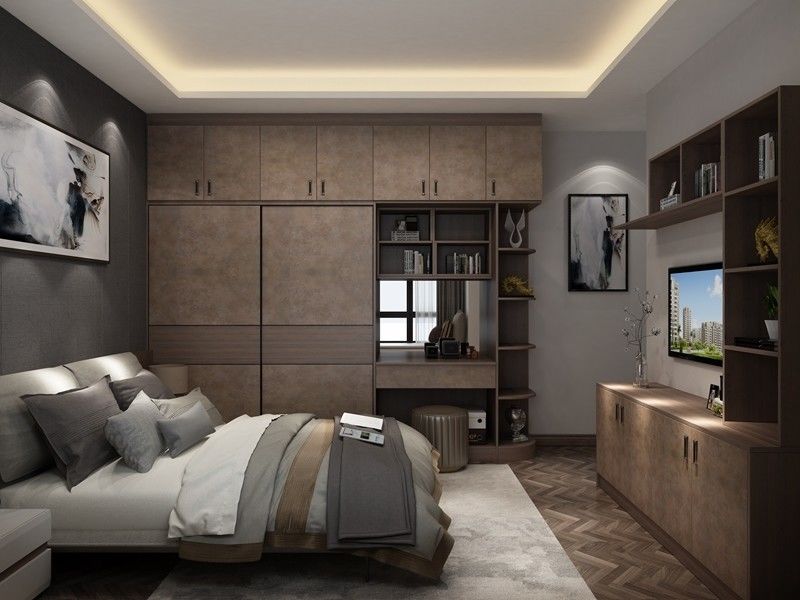 Portable Bedroom Furniture Closet Custom Open Design for Modern Villa Veneer Wardrobes