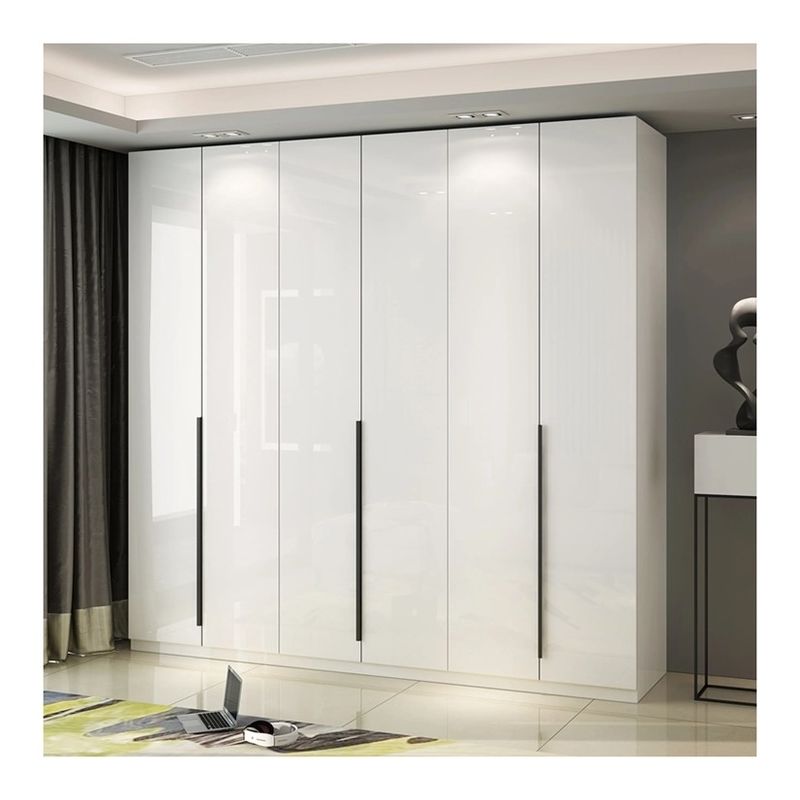 Modern Design MR HDF Board White Lacquer Wooden Wardrobes for Clothes Storage Cabinets