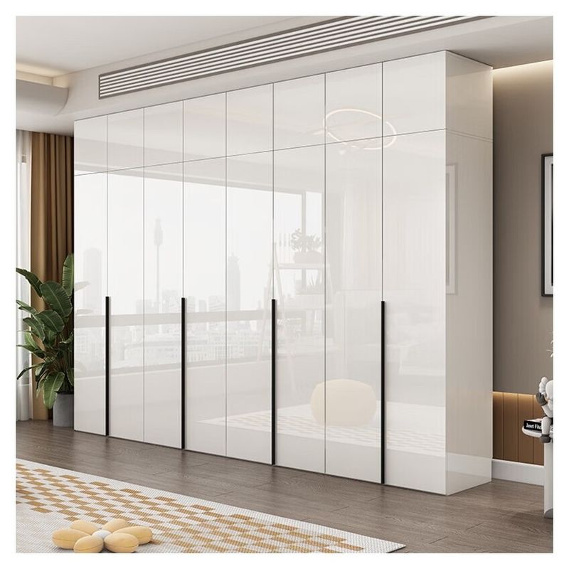 Modern Design MR HDF Board White Lacquer Wooden Wardrobes for Clothes Storage Cabinets