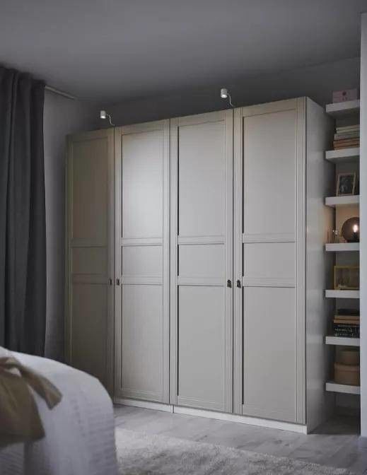 2024 Popular Gray Shaker Door Wardrobe Modern Wood Style for Home Cloth Shelf Closets