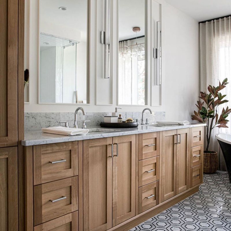 Modern Bath Waterproof Wooden Wall Mounted Bathroom Vanity Double Sink Cabinets for Apartment