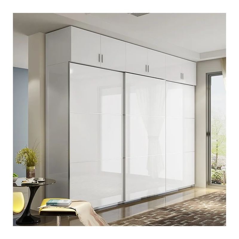 Bedroom Furniture Latest Modern Simple 3 Door Wooden Sliding Wardrobe with 2D/3D Design