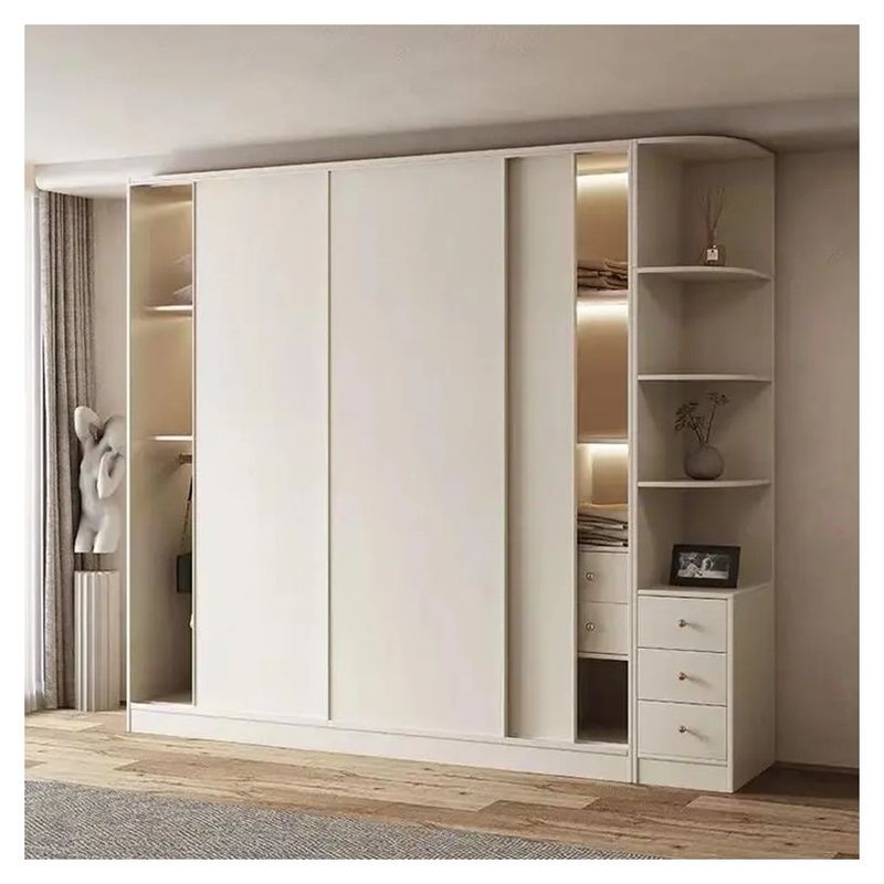 Bedroom Furniture Latest Modern Simple 3 Door Wooden Sliding Wardrobe with 2D/3D Design
