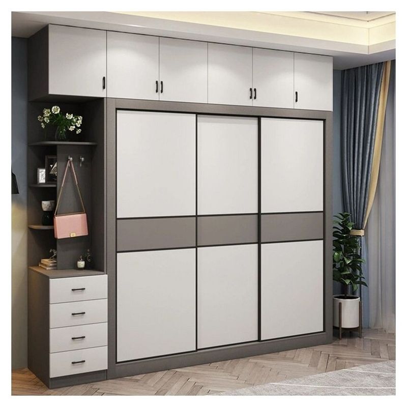 Bedroom Furniture Latest Modern Simple 3 Door Wooden Sliding Wardrobe with 2D/3D Design