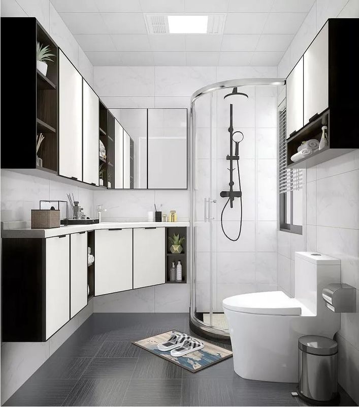 Chinese Wood Triangle Bathroom Mirror Cabinet for Slim Storage in Wall Mount Vanity