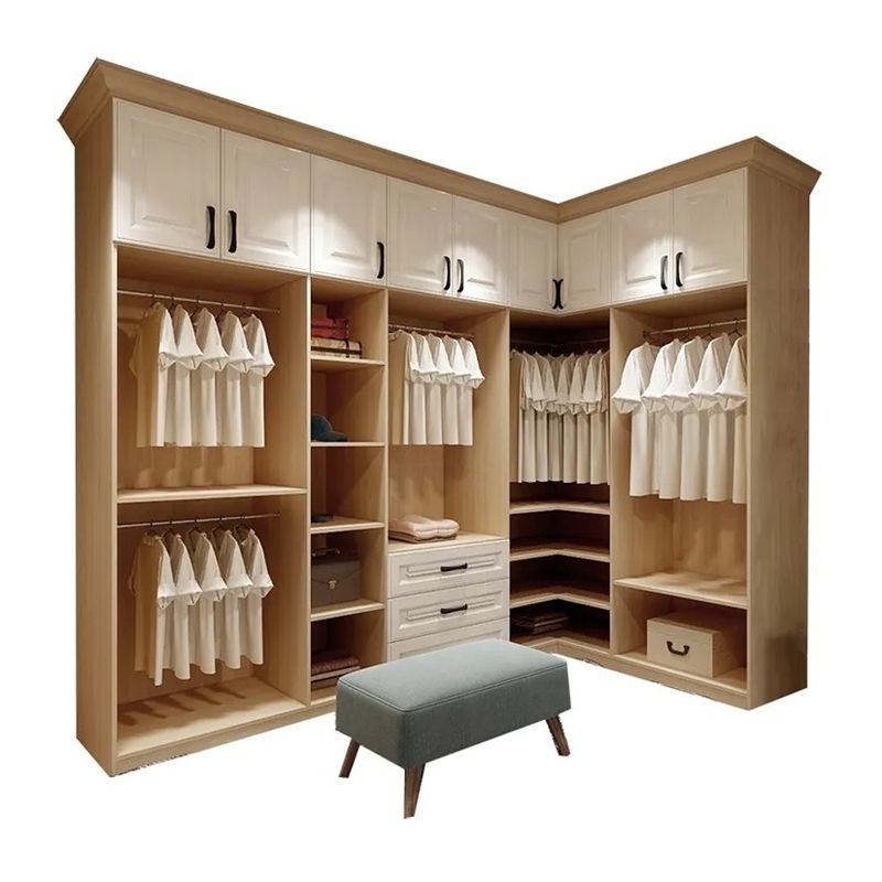 Wood Style PANEL Big Corner Open Wardrobe Cabinet for Home Villa Hotel Apartment Bedroom