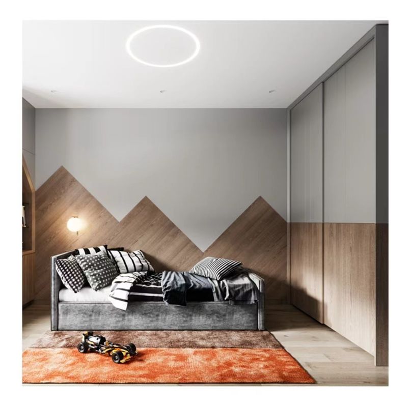 Customized Matte Grey Wardrobe Closet with Contemporary Design Style and PANEL Wood Style