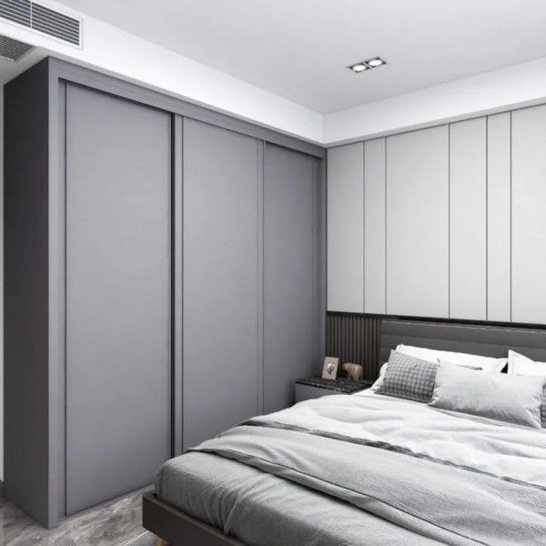 Customized Matte Grey Wardrobe Closet with Contemporary Design Style and PANEL Wood Style