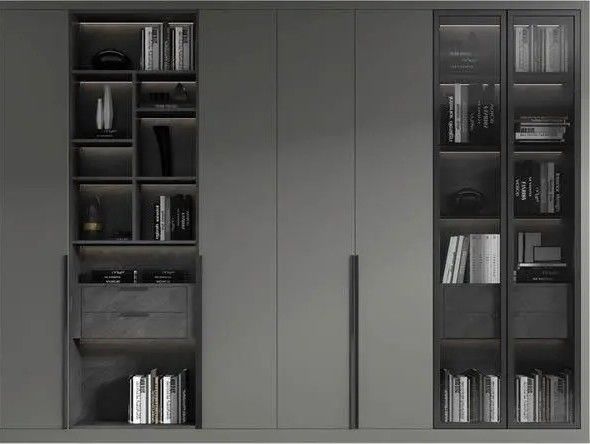 Customized Matte Grey Wardrobe Closet with Contemporary Design Style and PANEL Wood Style
