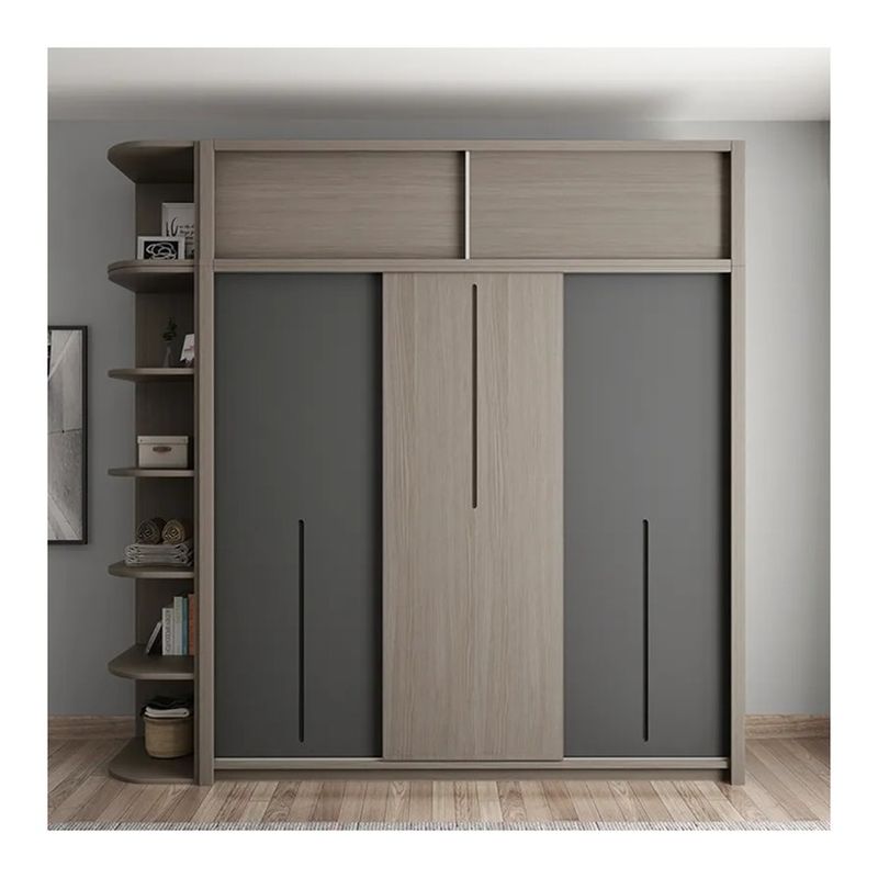 Wood Style PANEL MDF Cupboards With Sliding Door for Newest Design Built-in Wardrobes