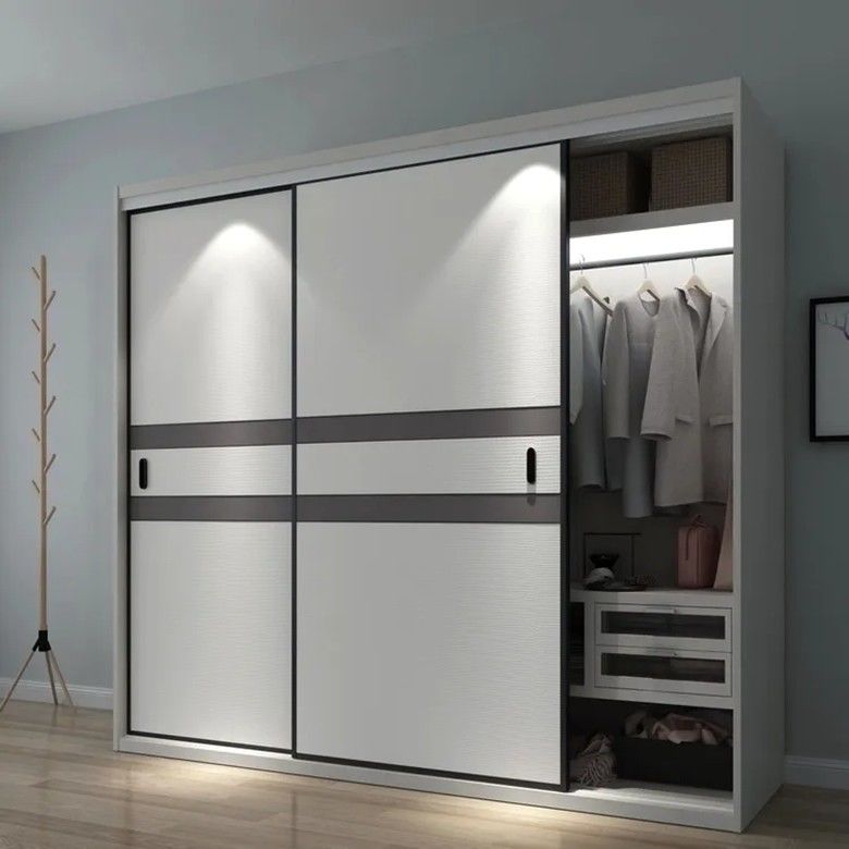 Wood Style PANEL MDF Cupboards With Sliding Door for Newest Design Built-in Wardrobes