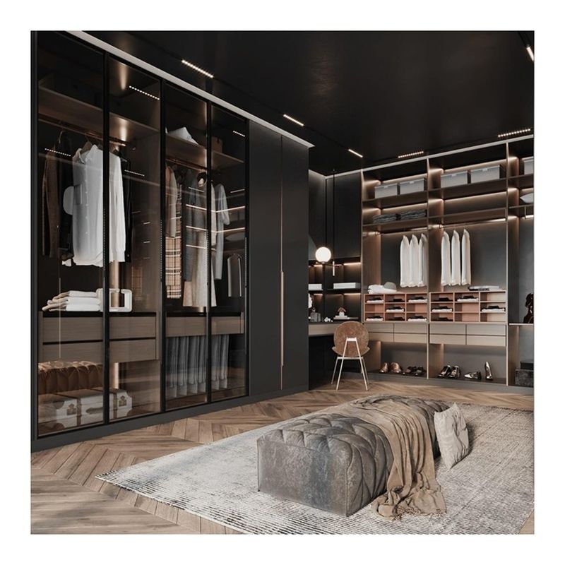 Modern Style Wooden Bedroom Combination Walk-in Closet for Home Villa Hotel Apartment
