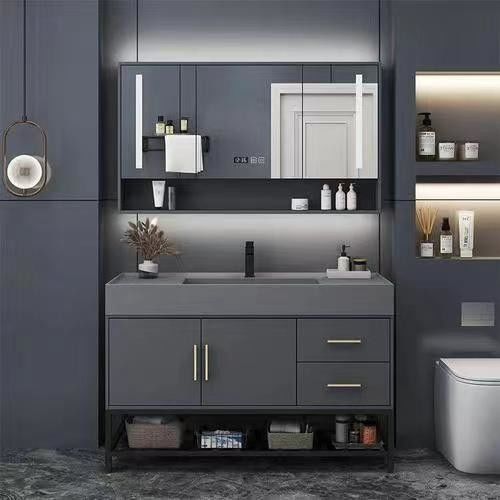 Imported Commercial Bathroom Vanities with Solid Wood Door Material and Basin Included