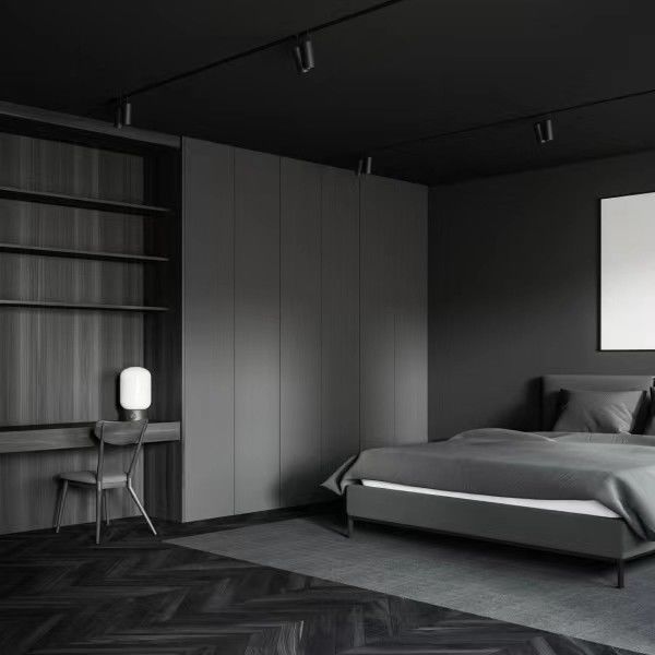 Minimalist Design Matte Grey Modular Wardrobe with Modern Style and Wood Style Panels