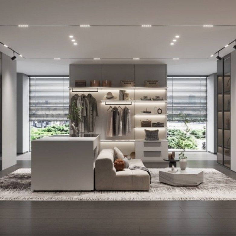 Modern MR HDF Board Island Wardrobe Customized for High End Design and Functionality