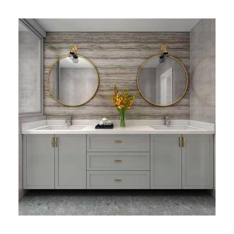 Two Sets Sinks and Faucets Large Bathroom Vanity Set with Separate Mirror Width 38-46