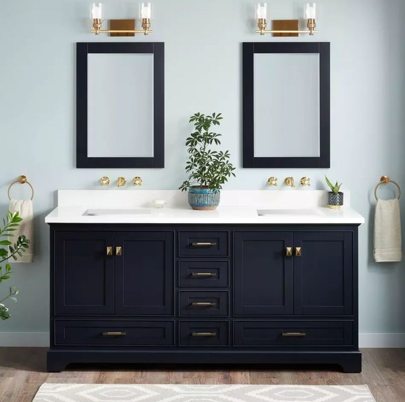 Two Sets Sinks and Faucets Large Bathroom Vanity Set with Separate Mirror Width 38-46