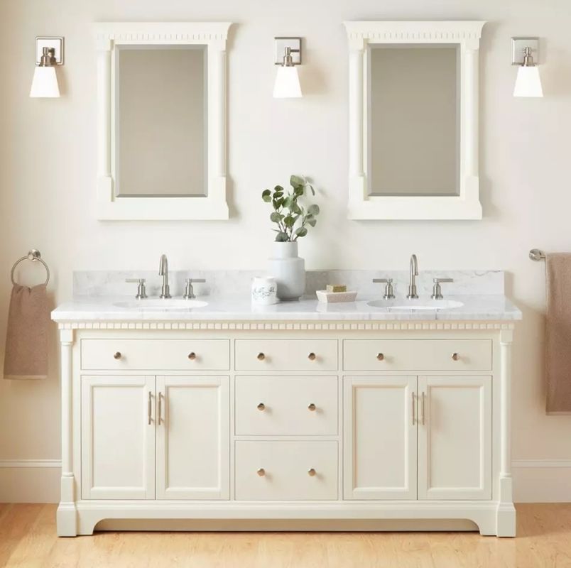 Two Sets Sinks and Faucets Large Bathroom Vanity Set with Separate Mirror Width 38-46