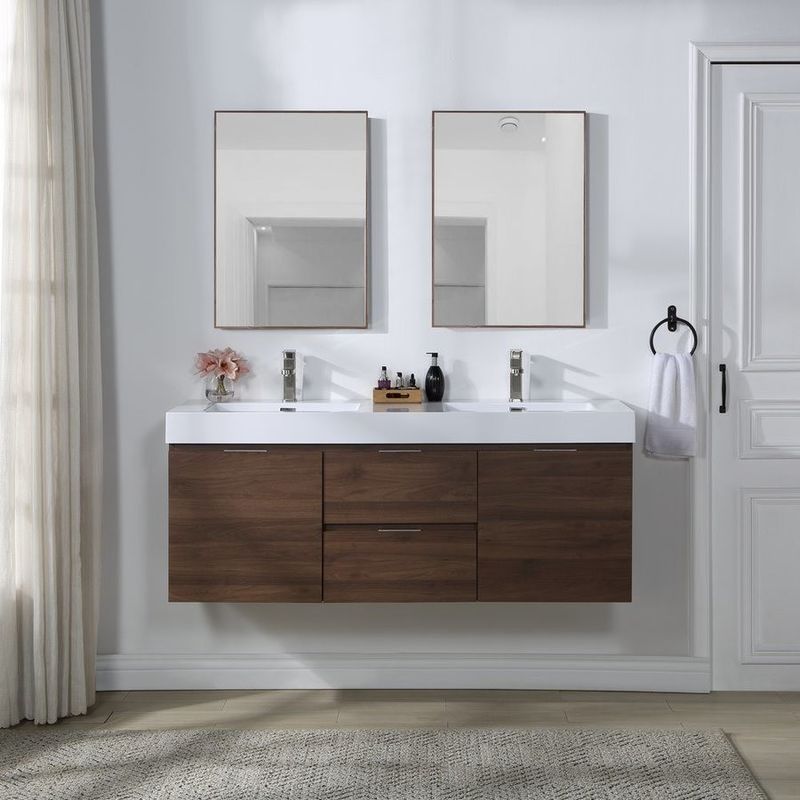 Two Sets Sinks and Faucets Large Bathroom Vanity Set with Separate Mirror Width 38-46