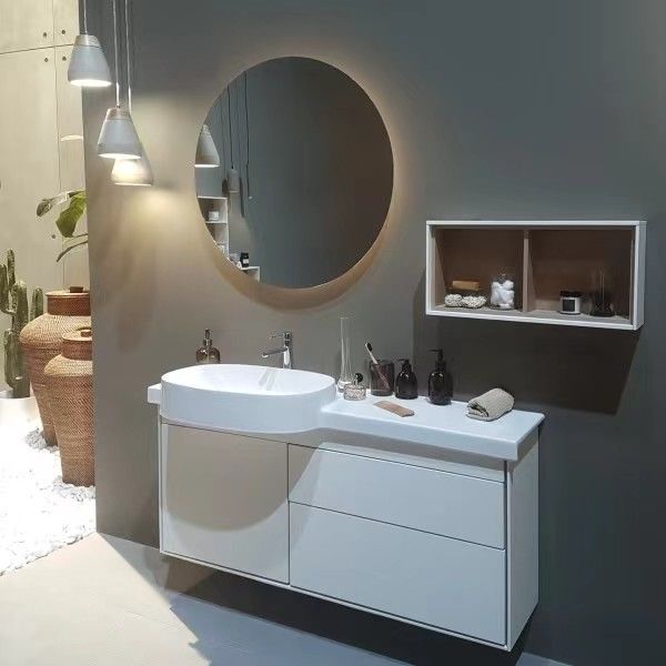 38-46 in Width Acrylic 3 Door Bathroom Vanity Set with Mirror and Wall Hanging Cabinet