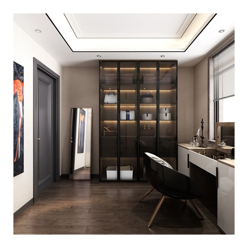 Combination Glass Door Wooden Wardrobes for Modern Hotel Apartment in Contemporary Style