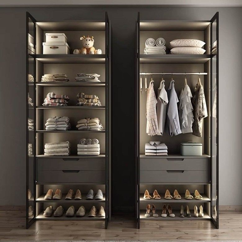 Combination Glass Door Wooden Wardrobes for Modern Hotel Apartment in Contemporary Style