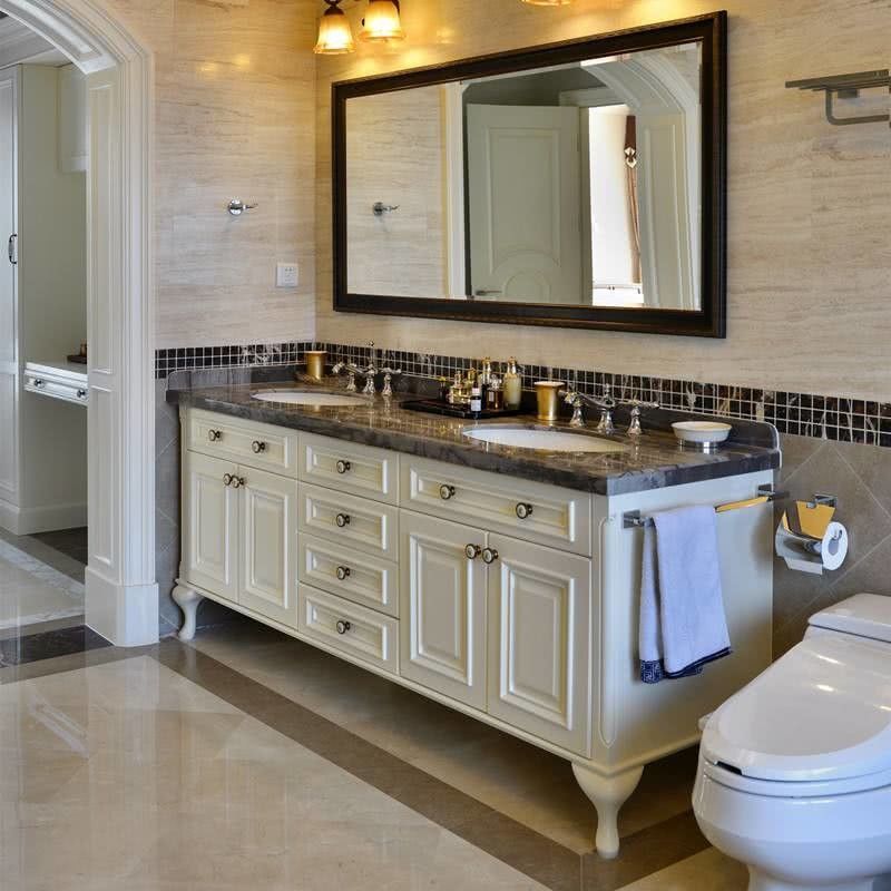European Style Bathroom Vanity with Handle-Free Design and Customized Color Options