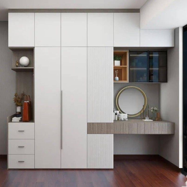 Modern Style 3 Door Wardrobe with Mirror Dressing Table YALIG Custom Made Solid Wood
