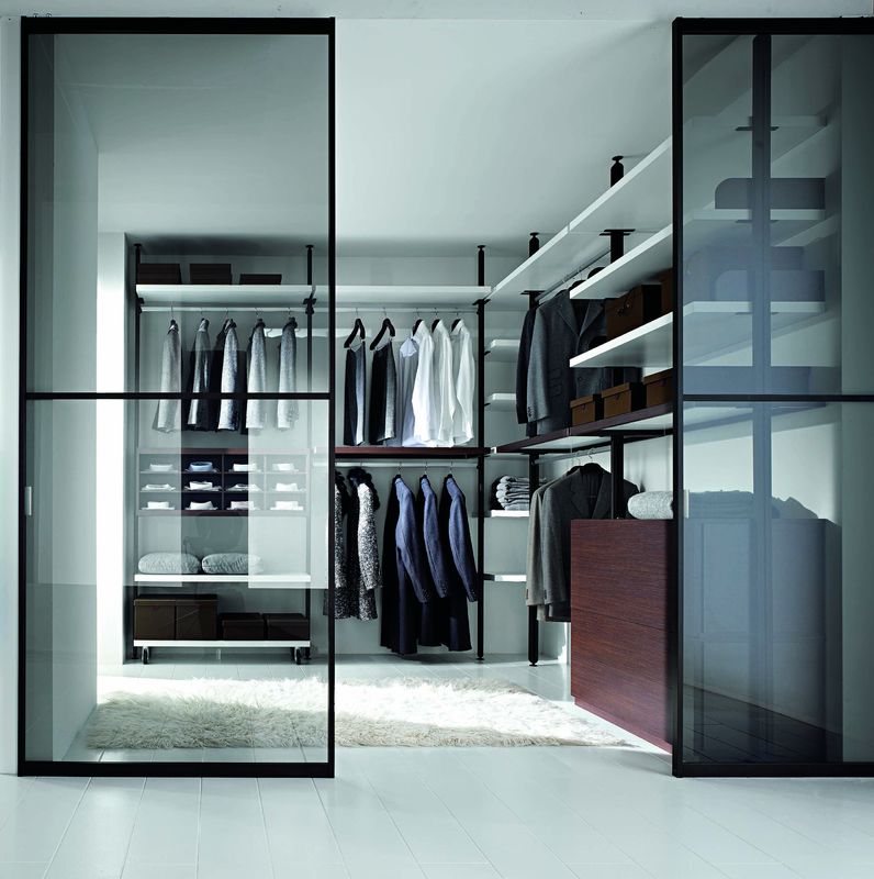 Contemporary Bedroom Walk-in Wardrobe with Custom Wooden Design and MR HDF Board