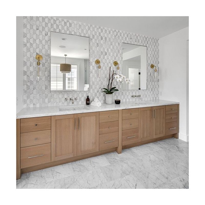 38-46 in Width Solid Wood Bathroom Vanity with Silver Mirror and Contemporary Design
